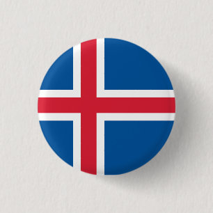Nationale IJslandse vlag Ronde Button 3,2 Cm