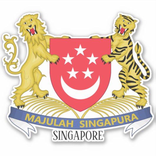 nationale jassen van Singapore op het gebied van w Sticker (Voorkant)