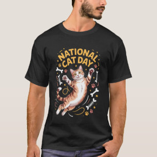 Nationale Kattendag Schattige Tabby Kitty Viering T-shirt