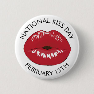 Nationale Kiss Day Februari 13 de Button van de Va