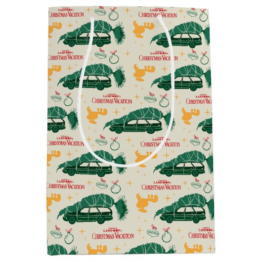 Nationale Lampoon kerstboom op auto patroon Medium Cadeauzakje (Voorkant)
