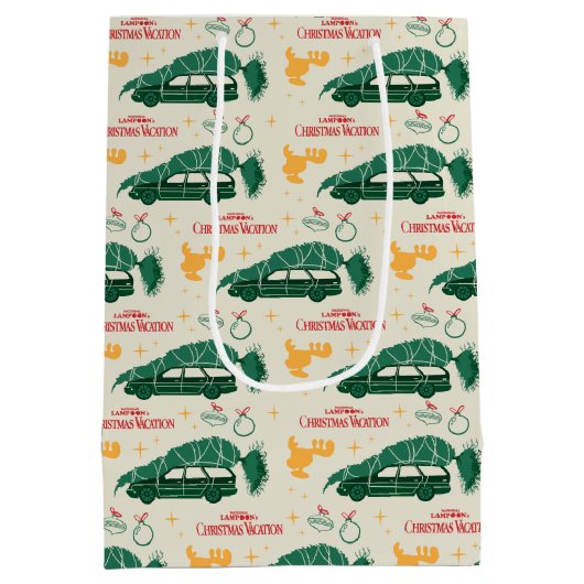 Nationale Lampoon kerstboom op auto patroon Medium Cadeauzakje (Achterkant)