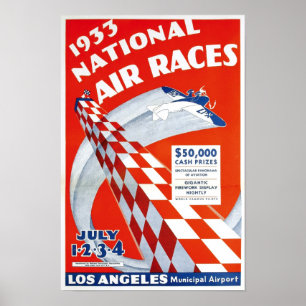 Nationale Luchtraces, 1933. Oude reclame Poster