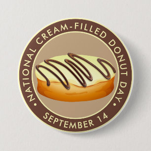 Nationale met crème gevulde donut dag ronde button 7,6 cm