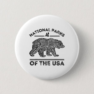 Nationale Parken Beer Wandelen Kamperen Buiten Ronde Button 5,7 Cm