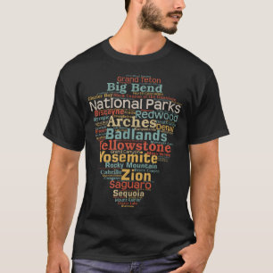 Nationale parken lijst Woordwolk Kamperen T-shirt