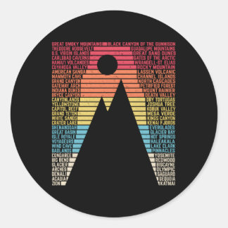 Nationale Parken Lijst Word Camg Wandelen Ronde Sticker