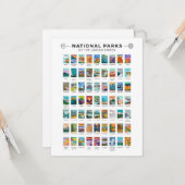  nationale parken van de lijst van de Verenigde St Kaart (Voorkant / Achterkant in situ)