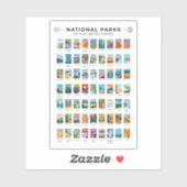  nationale parken van de lijst van de Verenigde St Sticker (Vel)