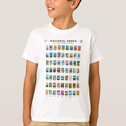 nationale parken van de lijst van de Verenigde St T-shirt (Voorkant)