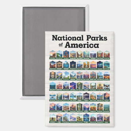 Nationale parken van de Verenigde Staten van Ameri Magneet (Voorkant / Achterkant)