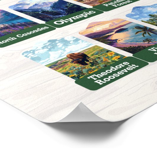 Nationale parken van de Verenigde Staten van Ameri Poster (Hoek)