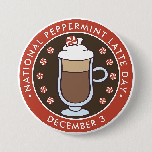 Nationale pepermunt latte dag ronde button 7,6 cm (Voorkant)