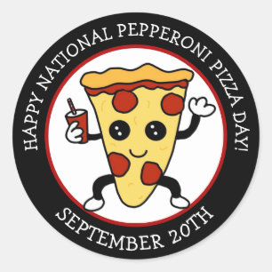 Nationale Pepperoni Pizza Dag Funny Holiday Ronde Sticker