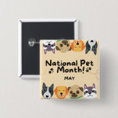 Nationale Pet-maand Vierkante Button 5,1 Cm (Voorkant /achterkant)