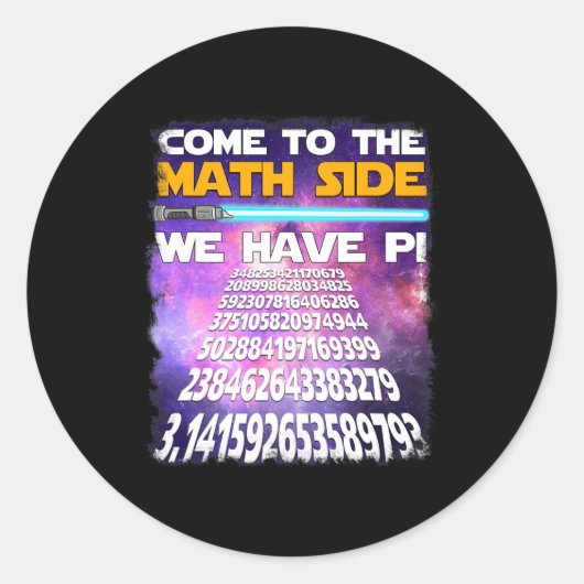Nationale Pi Dag 14 maart 2025 Kom naar de Wiskund Ronde Sticker (Voorkant)