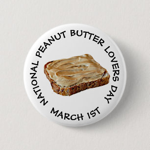 Nationale pindakaas Overdag 1 maart Button