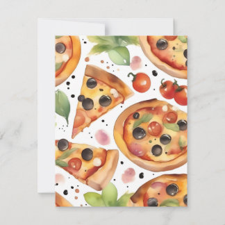 Nationale Pizza Week B - Waterverven Feestdagenkaart