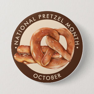 Nationale Pretzel Maand, Oktober, zachte pretzel Ronde Button 7,6 Cm