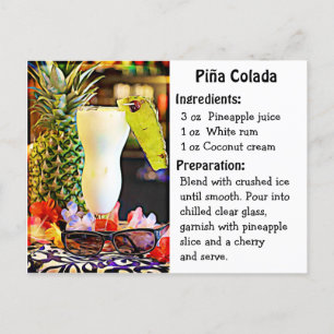 Nationale receptkaart van Piña Colada Briefkaart