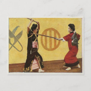 Nationale sport in 1920 stijl uit Japan Briefkaart