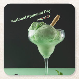 Nationale Spumoni Dag Vierkante Kartonnen Onderzetter