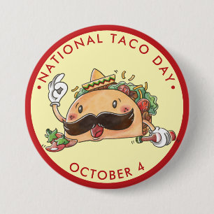 Nationale Taco Dag, waterverf taco in sombrero Ronde Button 7,6 Cm