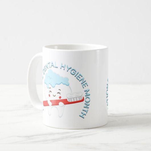 Nationale Tandheelkundige Hygiëne Maand Gelukkige Koffiemok (Voorkant links)