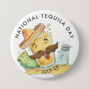 Nationale Tequila Dag, waterverf Ronde Button 7,6 Cm