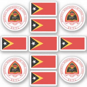 Nationale Timorese symbolen/wapenschild en vlag Sticker