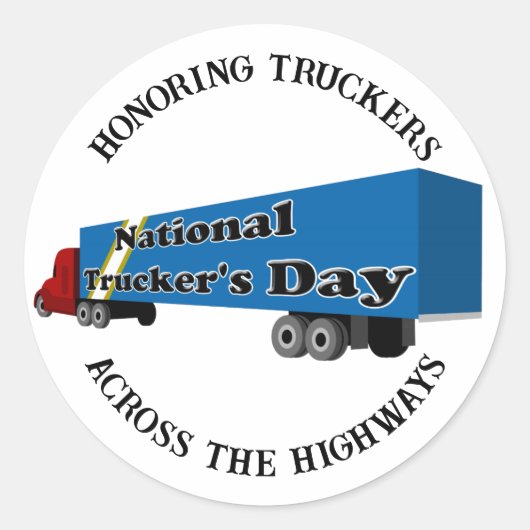 Nationale Truckerdag Ronde Sticker (Voorkant)