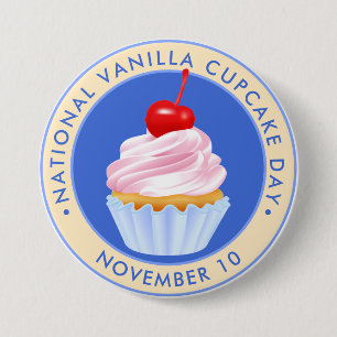 Nationale Vanille Cupcake Dag, kers Ronde Button 7,6 Cm