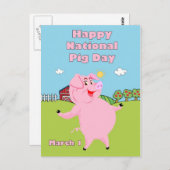 Nationale Varkenspijn Dag 1 Maart Briefkaart (Voorkant / Achterkant)