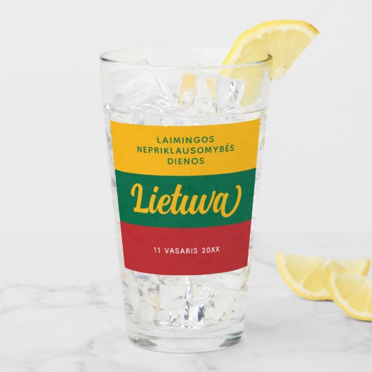 Nationale vlag Litouwen Onafhankelijkheidsdag Glas (Achterkant ijs)