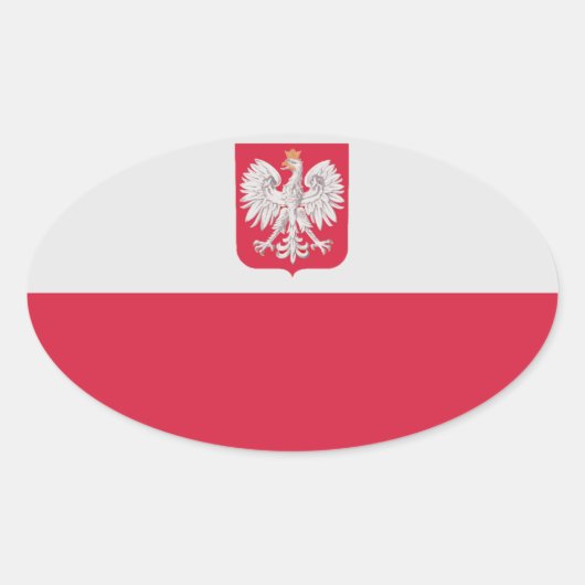 Nationale vlag Polen Ovale Sticker (Voorkant)