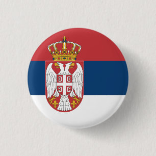 Nationale vlag Servië Ronde Button 3,2 Cm