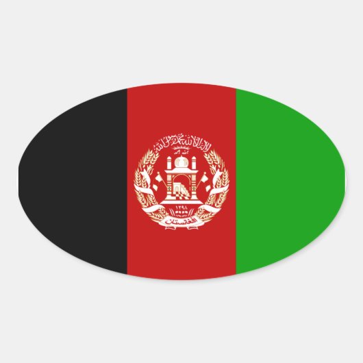 Nationale vlag van Afghanistan Ovale Sticker (Voorkant)