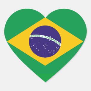 Nationale vlag van Brazilië Hart Sticker