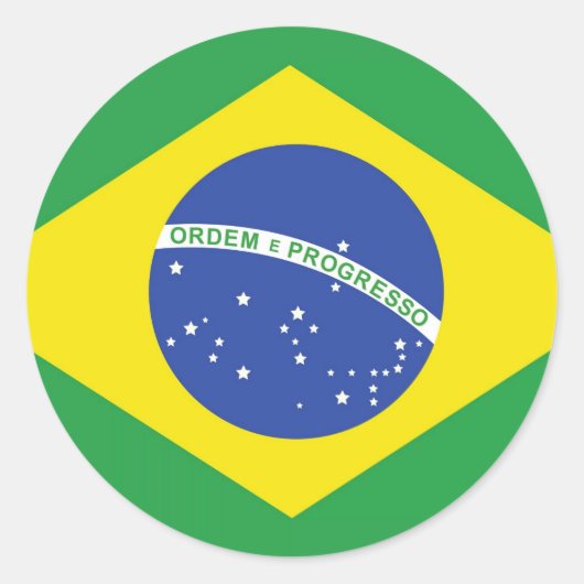 Nationale vlag van Brazilië Ronde Sticker (Voorkant)