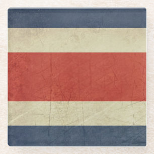 Nationale vlag van Costa Rica Glazen Onderzetter