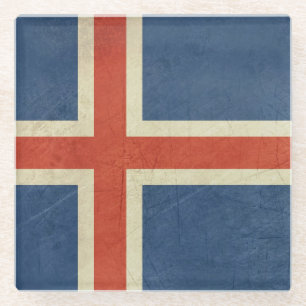 Nationale vlag van IJsland Glazen Onderzetter