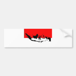 Nationale vlag van Indonesië en kaart Bumpersticker