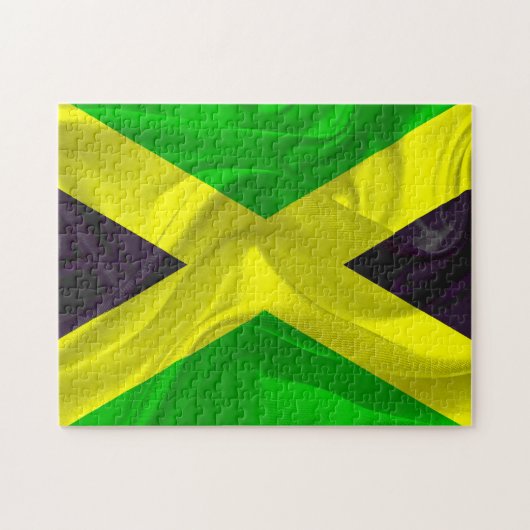 Nationale vlag van Jamaica. Legpuzzel (Horizontaal)