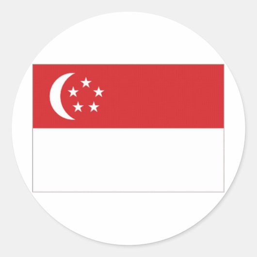 Nationale vlag van Singapore Ronde Sticker (Voorkant)
