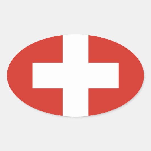 Nationale vlag Zwitserland Ovale Sticker (Voorkant)