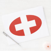 Nationale vlag Zwitserland Ovale Sticker (Envelop)