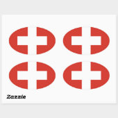 Nationale vlag Zwitserland Ovale Sticker (Vel)