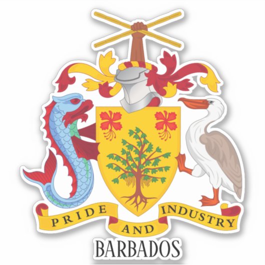 nationale wapenschild barbados sticker (Voorkant)