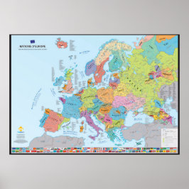 Nations d'Europe Carte des nations (en français) Poster