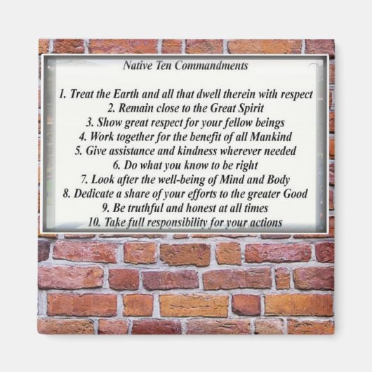 Native 10 Commandments Square Magnet Magneet (Voorkant)